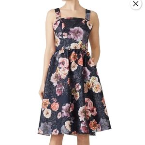 Christian Siriano Black Floral Cocktail Dress